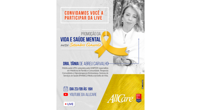 Setembro Amarelo: AllCare promove live com especialista em saúde mental