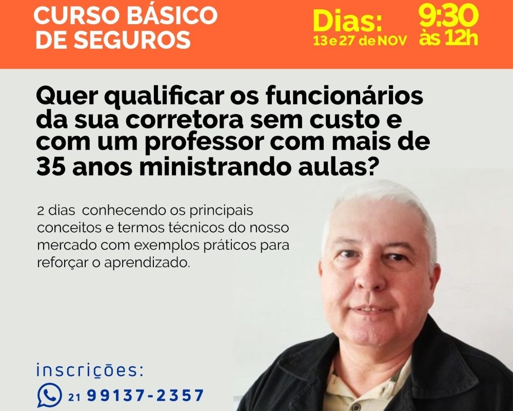 Curso Básico de Seguros gratuito acontece em novembro no Rio de Janeiro