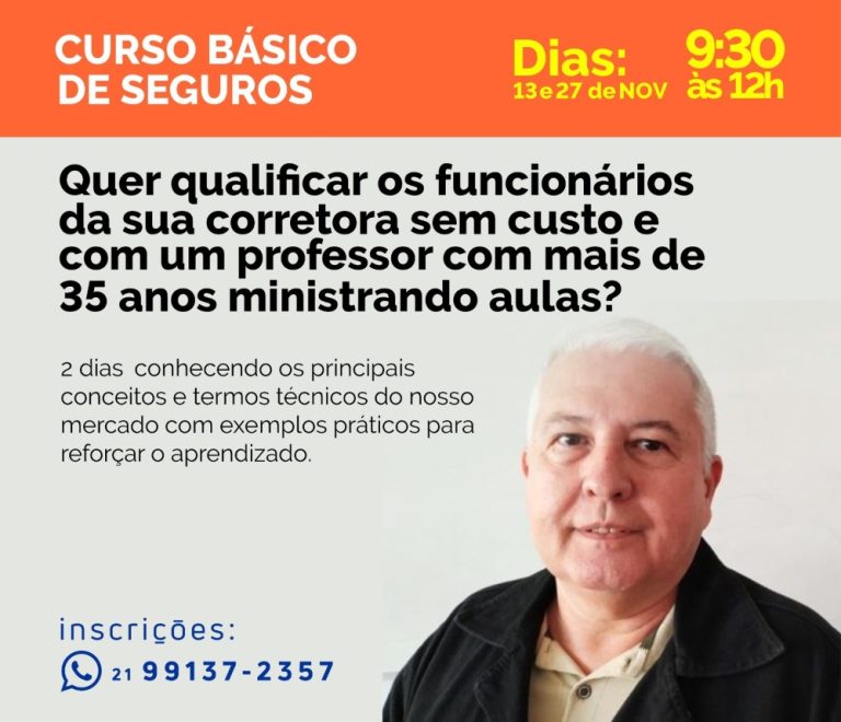 Curso Básico de Seguros gratuito acontece em novembro no Rio de Janeiro